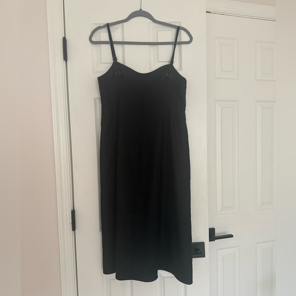 EUC J. Crew Stretch Linen Blend Spaghetti Strap Black Midi Dress Size 10 - Picture 6 of 6